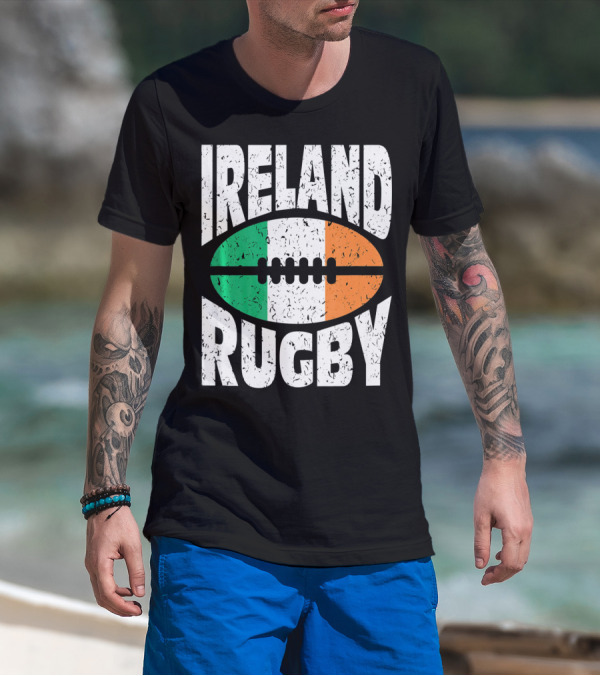 Ireland Rugby Irish Flag Rugby Ball T-Shirt