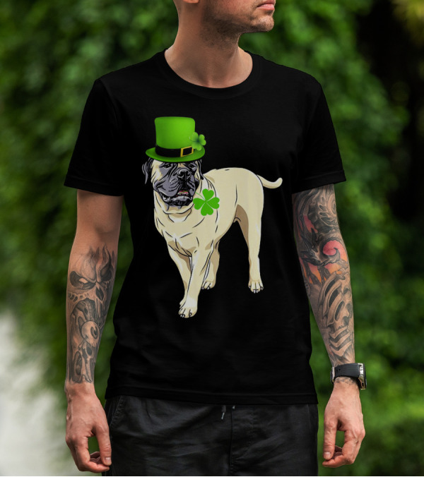 St Patricks Day BullMastiff Dog Irish Shamrock Hat T-Shirt