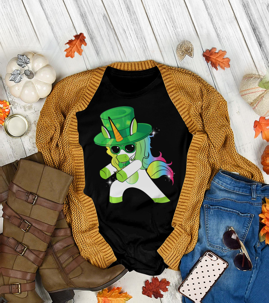 Flossing Unicorn St. Patrick's Day Rainbow Dance T-Shirt