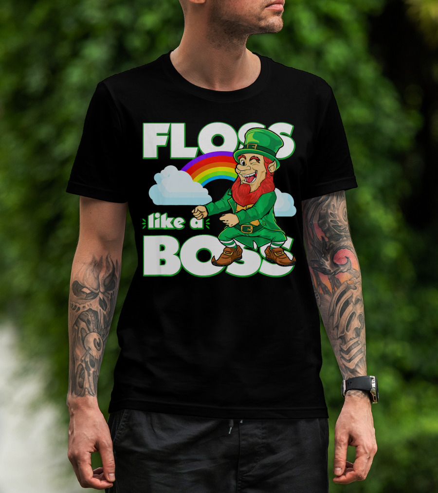 Floss Like A Boss St. Patricks Leprechaun Rainbow T-Shirt