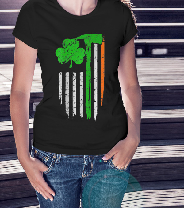 Firefighter Irish Flag Shamrock Patricks Day T-Shirt