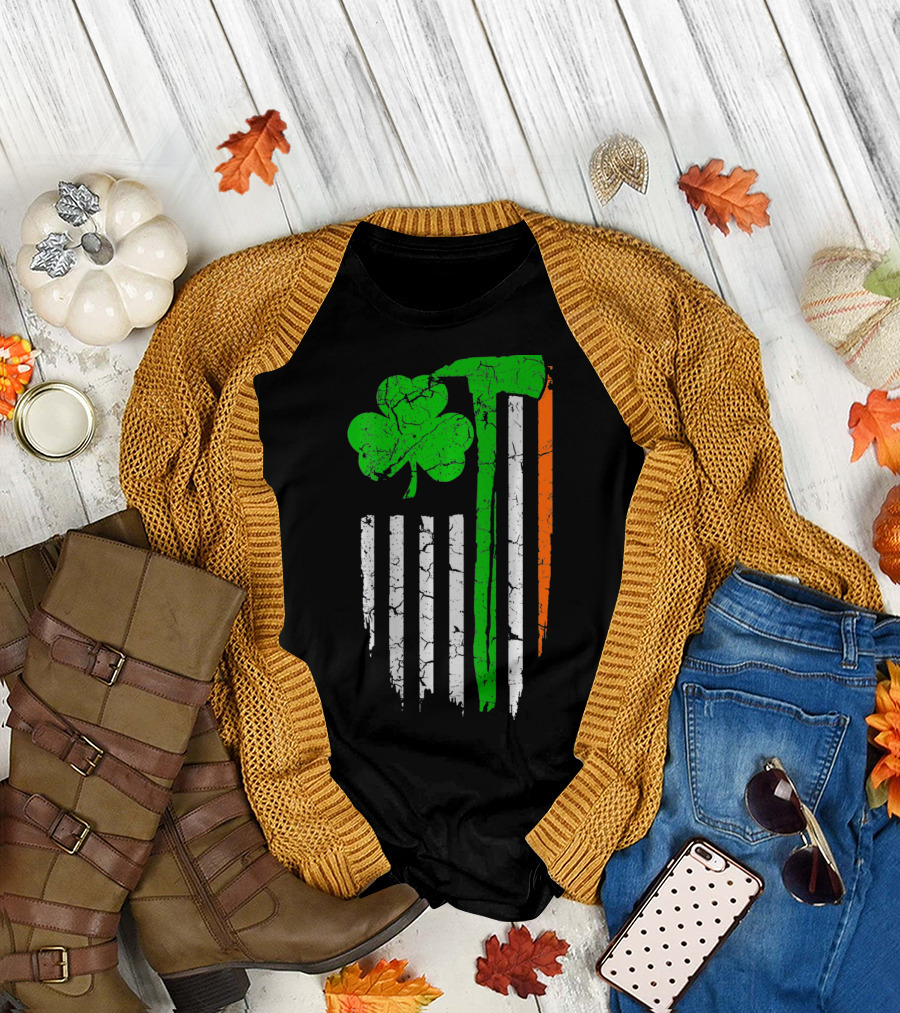 Firefighter Irish Flag Shamrock Patricks Day T-Shirt