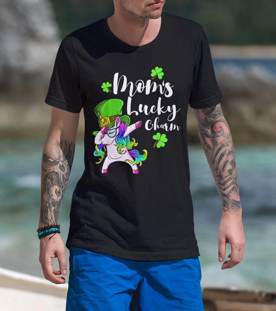 Mom's Lucky Charm St. Patricks Day Unicorn Irish Dance T-Shirt