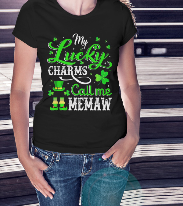 My Lucky Charms Call Me Memaw Saint Patrick Shamrock Hat Boots T-Shirt