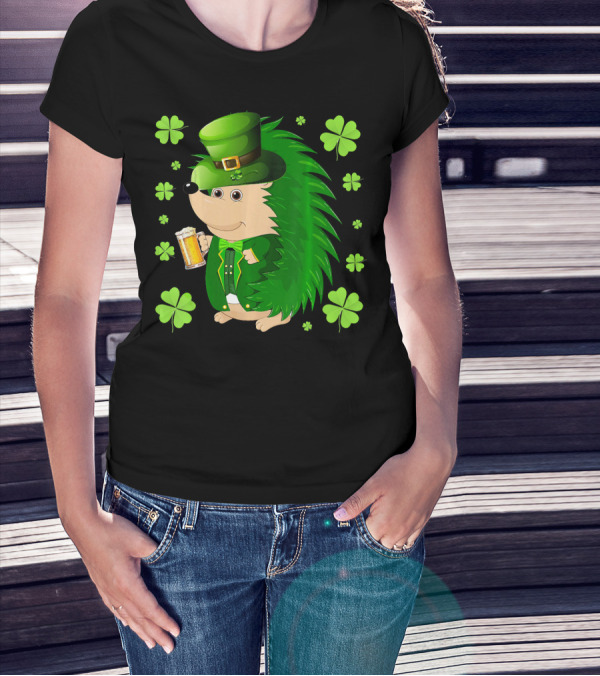 Funny Hedgichaun Leprechaun Clover Beer St. Patrick's Day T-Shirt