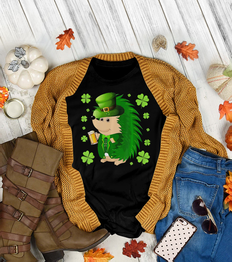 Funny Hedgichaun Leprechaun Clover Beer St. Patrick's Day T-Shirt