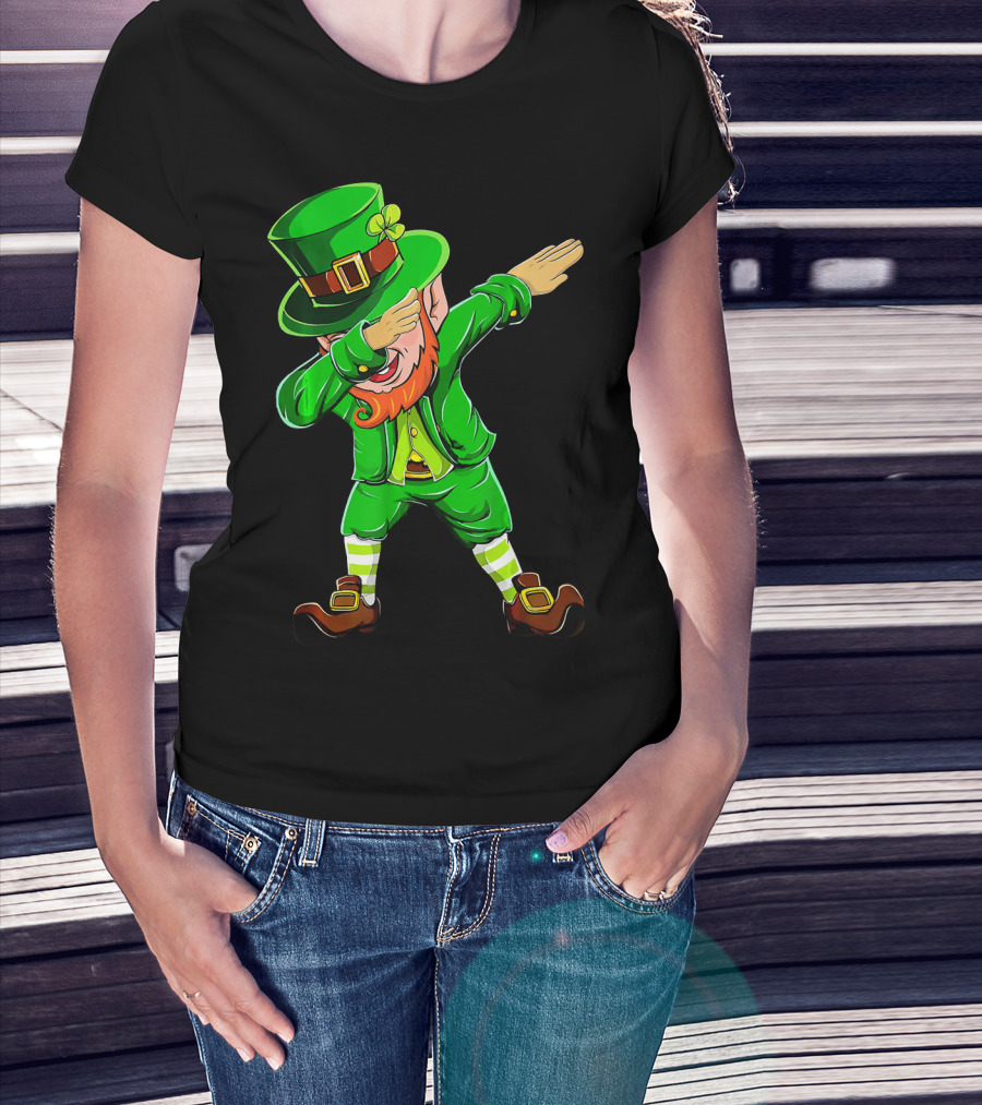 Dabbing Leprechaun Funny St Patrick Day Green Costume Irish Dance T-Shirt