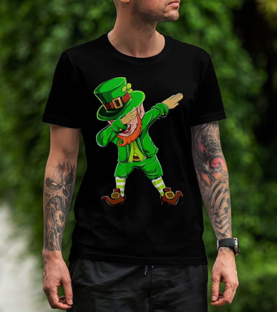 Dabbing Leprechaun Funny St Patrick Day Green Costume Irish Dance T-Shirt
