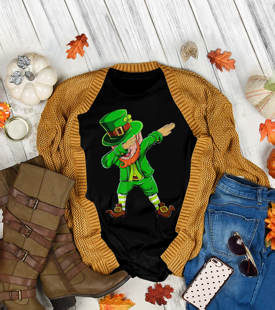 Dabbing Leprechaun Funny St Patrick Day Green Costume Irish Dance T-Shirt