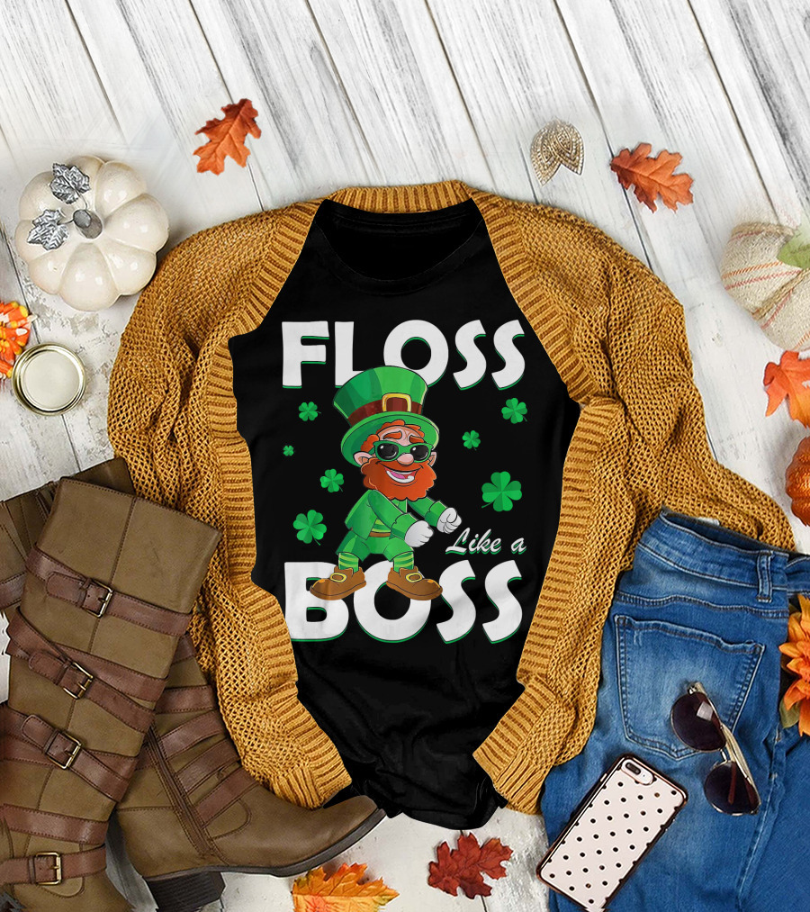 Floss Like a Boss Leprechaun St Patricks Day Shamrocks T-Shirt