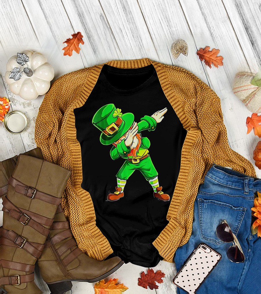 Leprechaun Dabbing Dance Pose in Green Costume T-Shirt