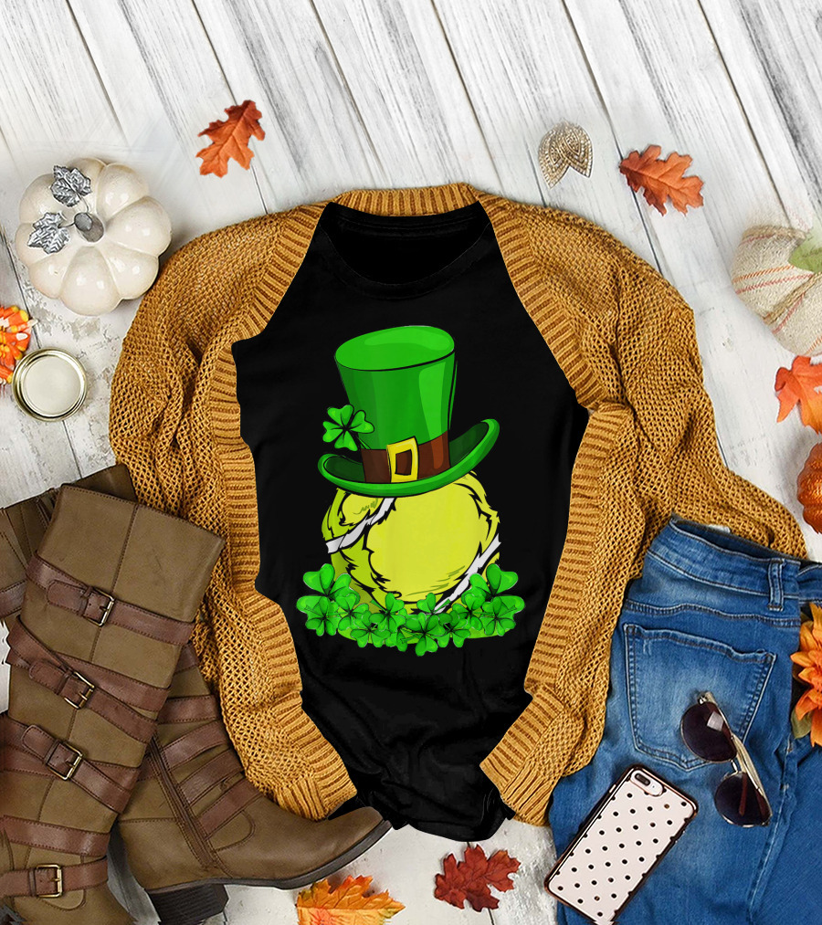 Leprechaun Hat Shamrock Tennis Ball St Patrick T-Shirt