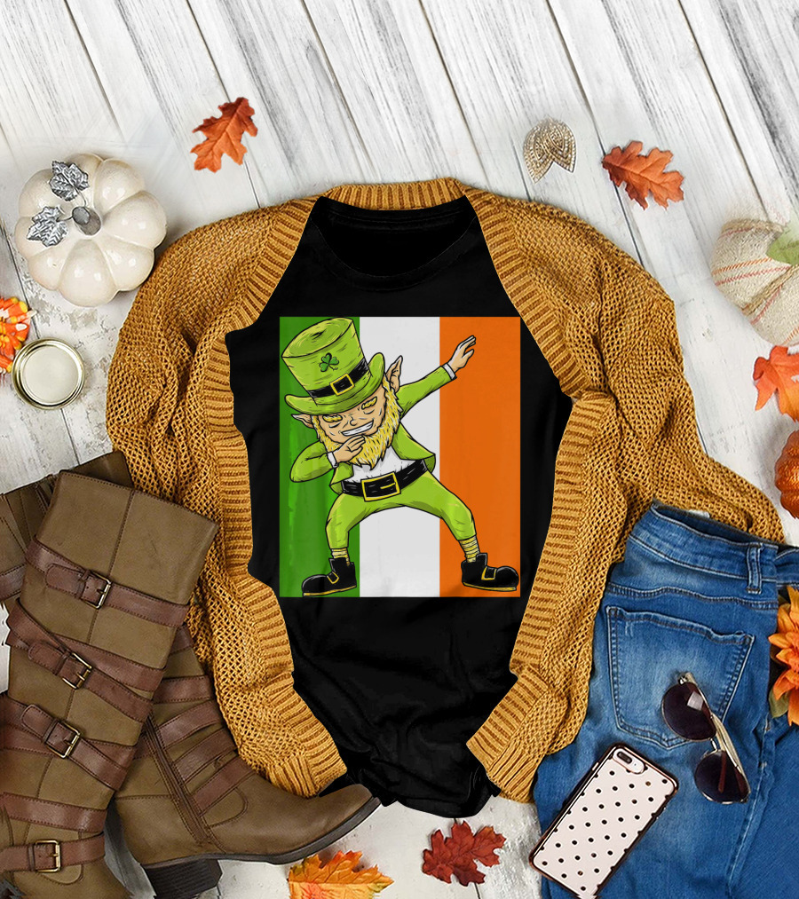 Irish Flag Dabbing Leprechaun St Patrick's Day T-Shirt