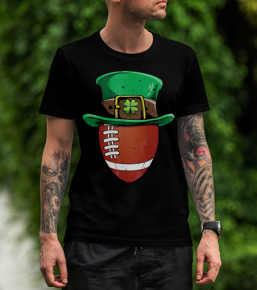 Leprechaun Hat Shamrock American Football Ball T-Shirt