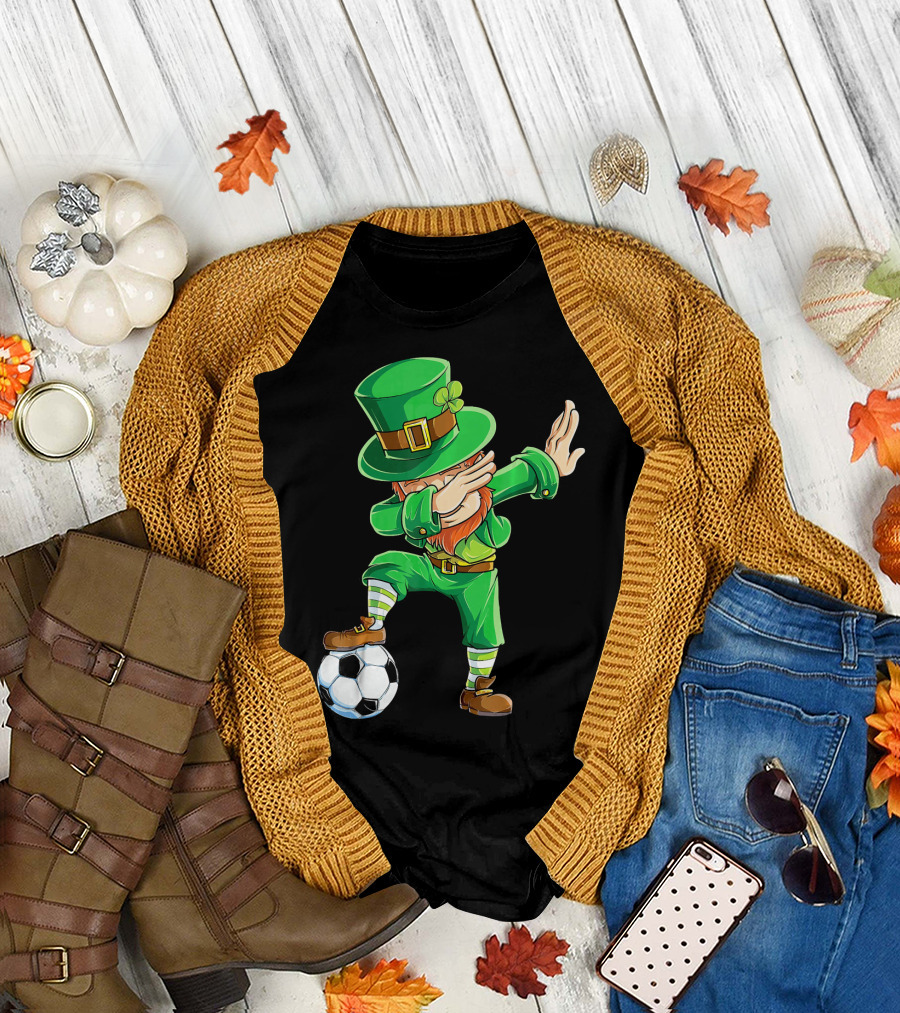 Dabbing Leprechaun Soccer Ball St Patricks Day T-Shirt