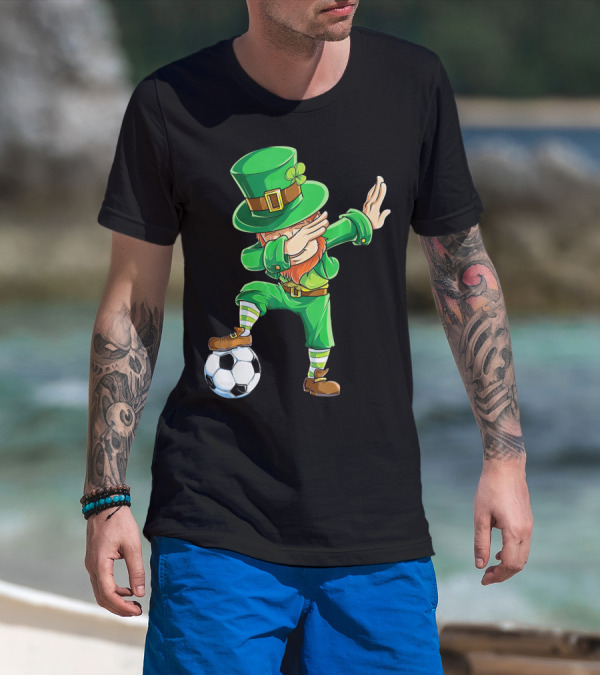 Dabbing Leprechaun Soccer Ball St Patricks Day T-Shirt