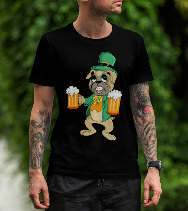 Irish Leprechaun Pug With Beers For St. Patrick's T-Shirt
