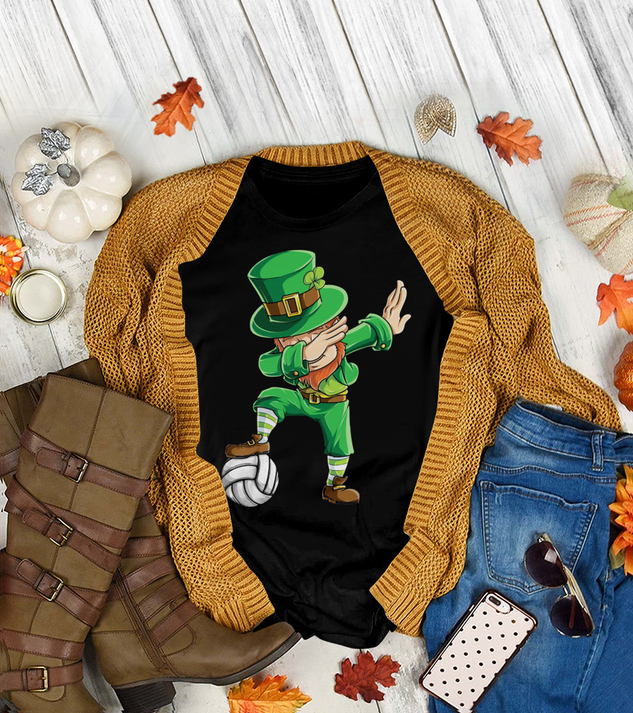 Dabbing Leprechaun with Volleyball T-Shirt