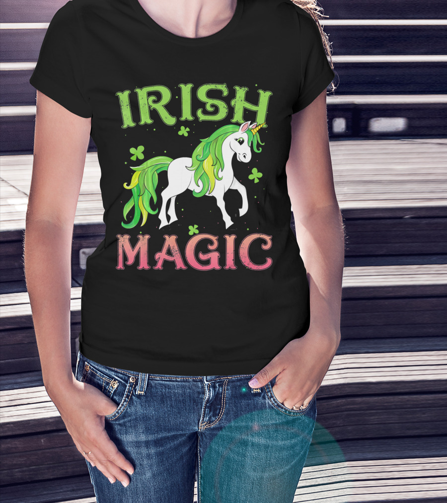 Irish Magic Unicorn Clover T-Shirt