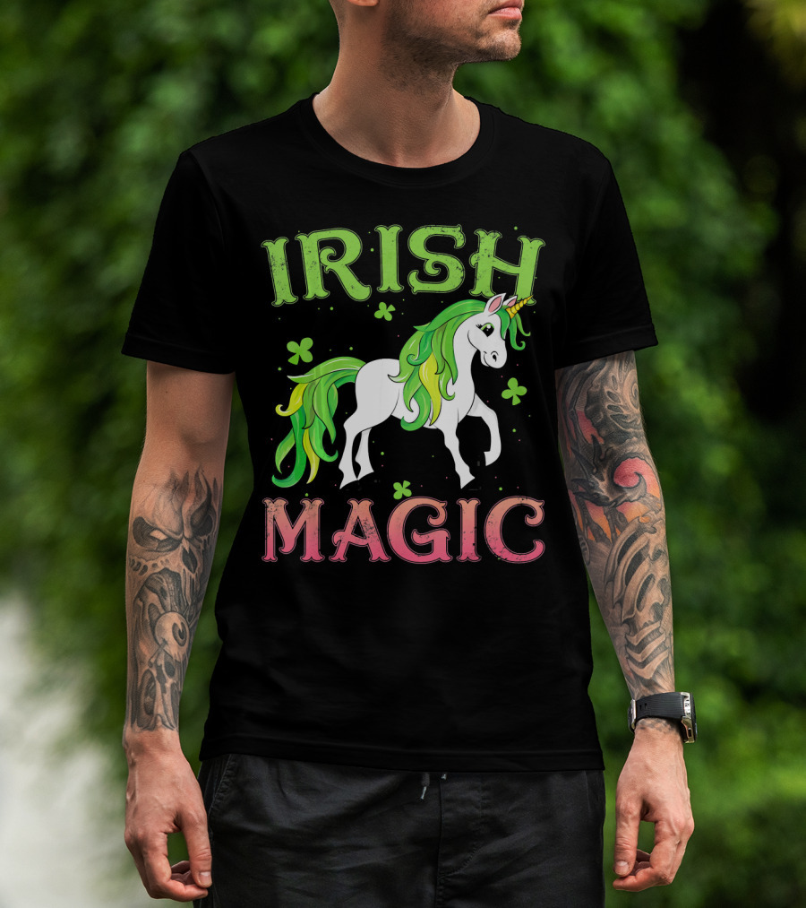 Irish Magic Unicorn Clover T-Shirt