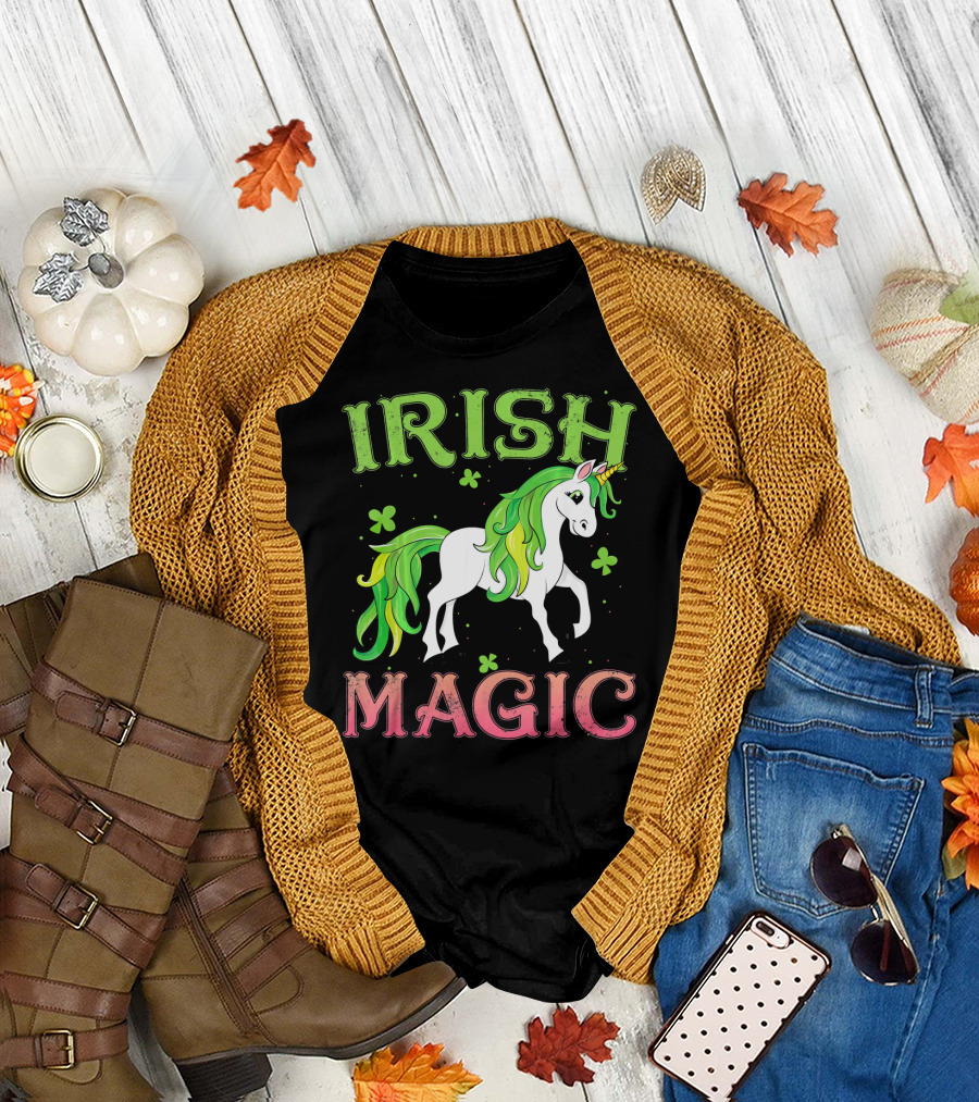 Irish Magic Unicorn Clover T-Shirt