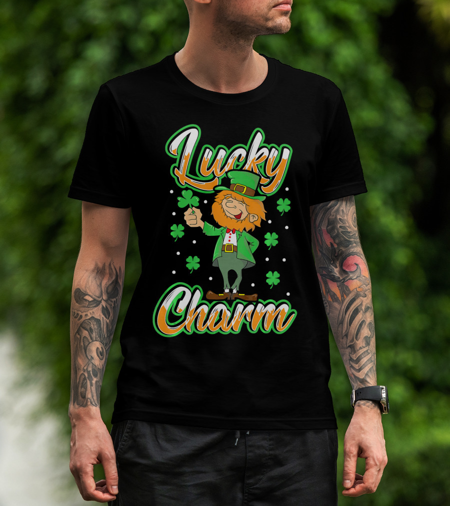 Lucky Charm St. Patrick's Day Leprechaun With Shamrocks T-Shirt