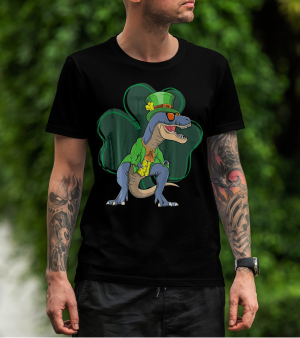 St. Pat Rex Day Leprechaun Dinosaur Shamrock Funny St. Patrick's Day T-Shirt