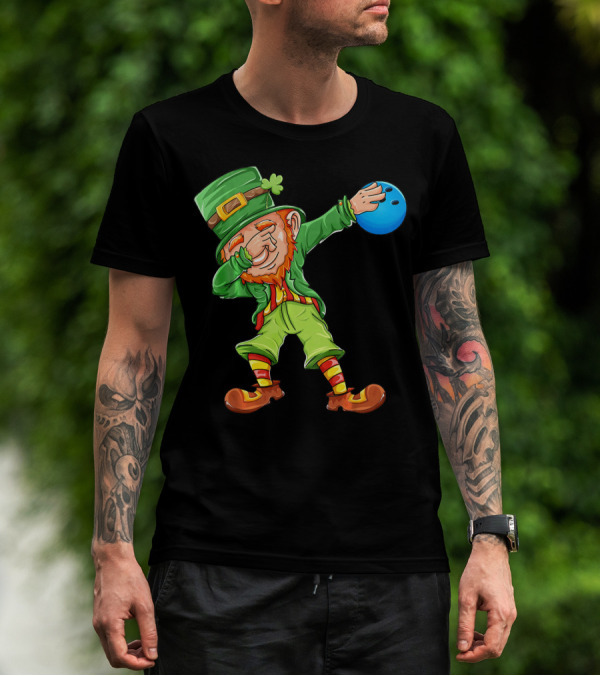 Bowling Leprechaun Dabbing With Bowling Ball T-Shirt