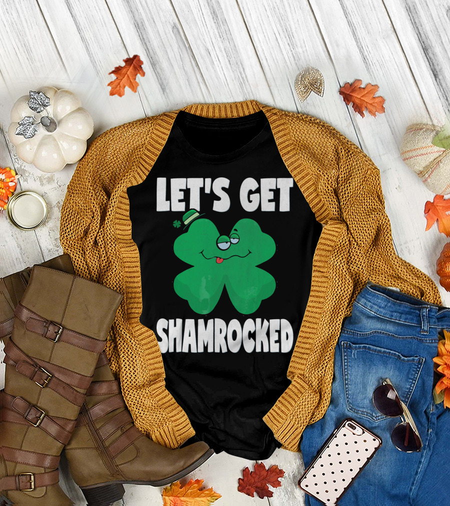 LET'S GET SHAMROCKED FUNNY RETRO ST PATRI SHAMROCK IMAGE T-Shirt