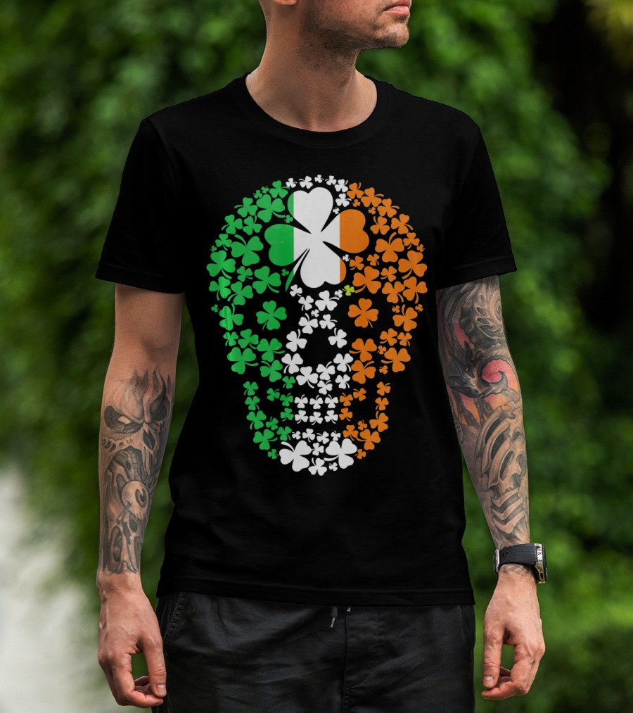 Vintage Shamrock Skull Ireland St Patrick's Day T-Shirt