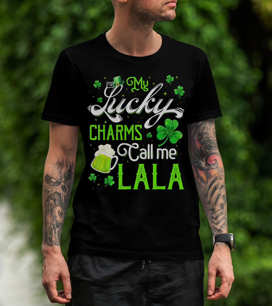 My Lucky Charms Call Me Lala With Shamrocks And Beer Mug T-Shirt