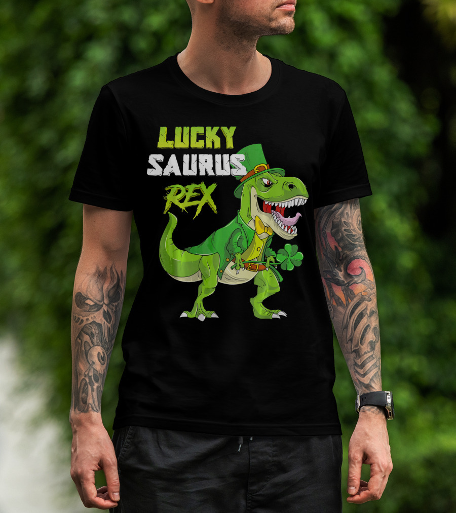 Lucky Saurus Rex St. Patrick's Day Kids T-Rex T-Shirt