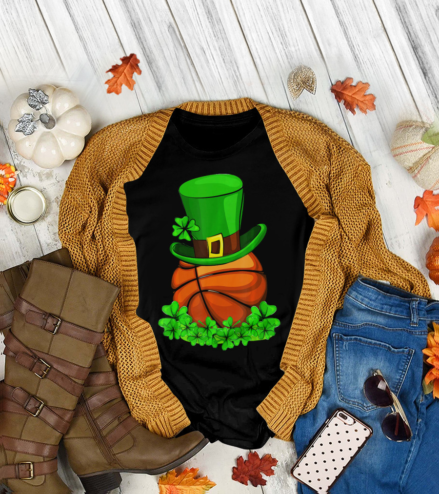 Leprechaun Hat Basketball Shamrock St. Patrick's Day T-Shirt