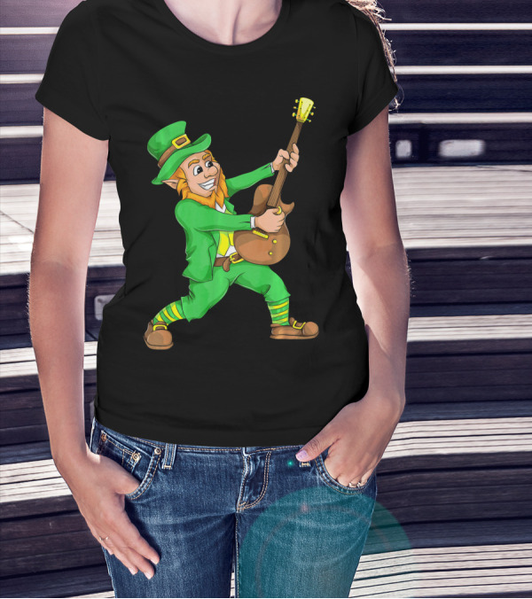 St. Patrick's Day Leprechaun Playing Guitar T-Shirt