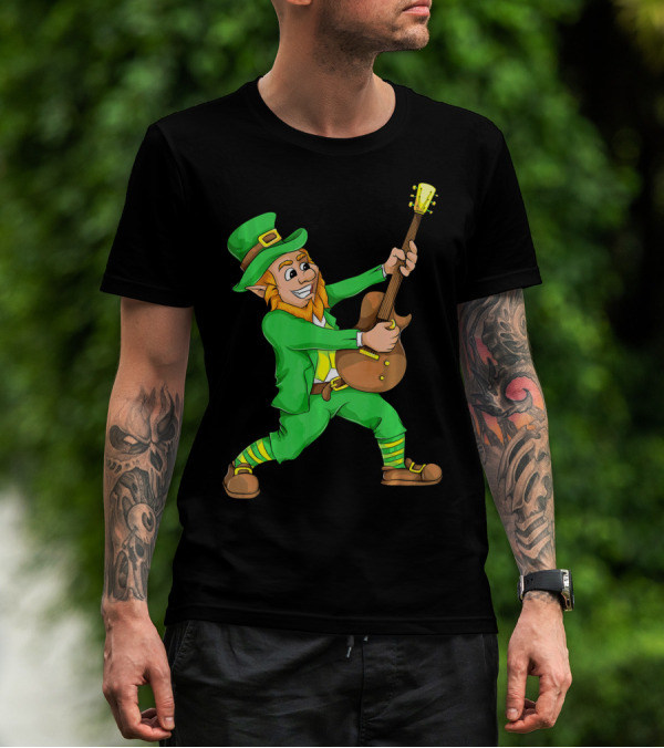 St. Patrick's Day Leprechaun Playing Guitar T-Shirt