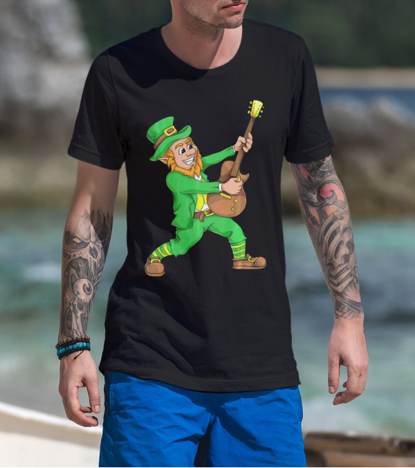 St. Patrick's Day Leprechaun Playing Guitar T-Shirt