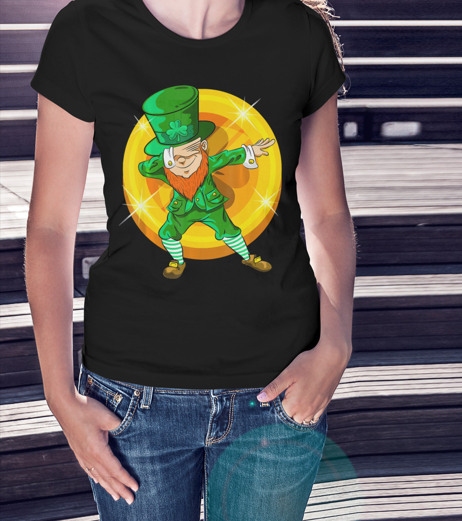 Dabbing Leprechaun With Gold Coin St Pat T-Shirt