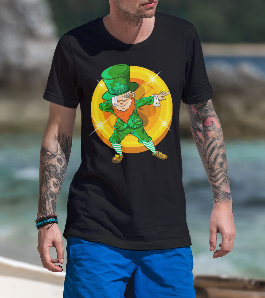 Dabbing Leprechaun With Gold Coin St Pat T-Shirt