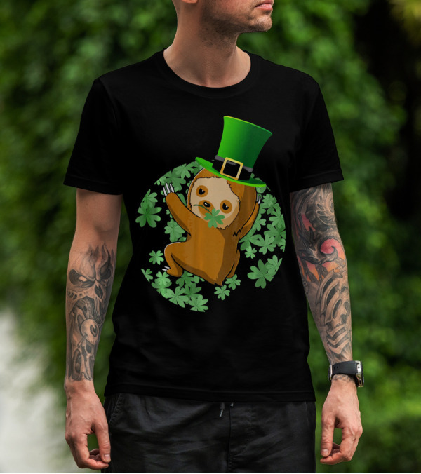 Leprechaun Hat Sloth Shamrock T-Shirt