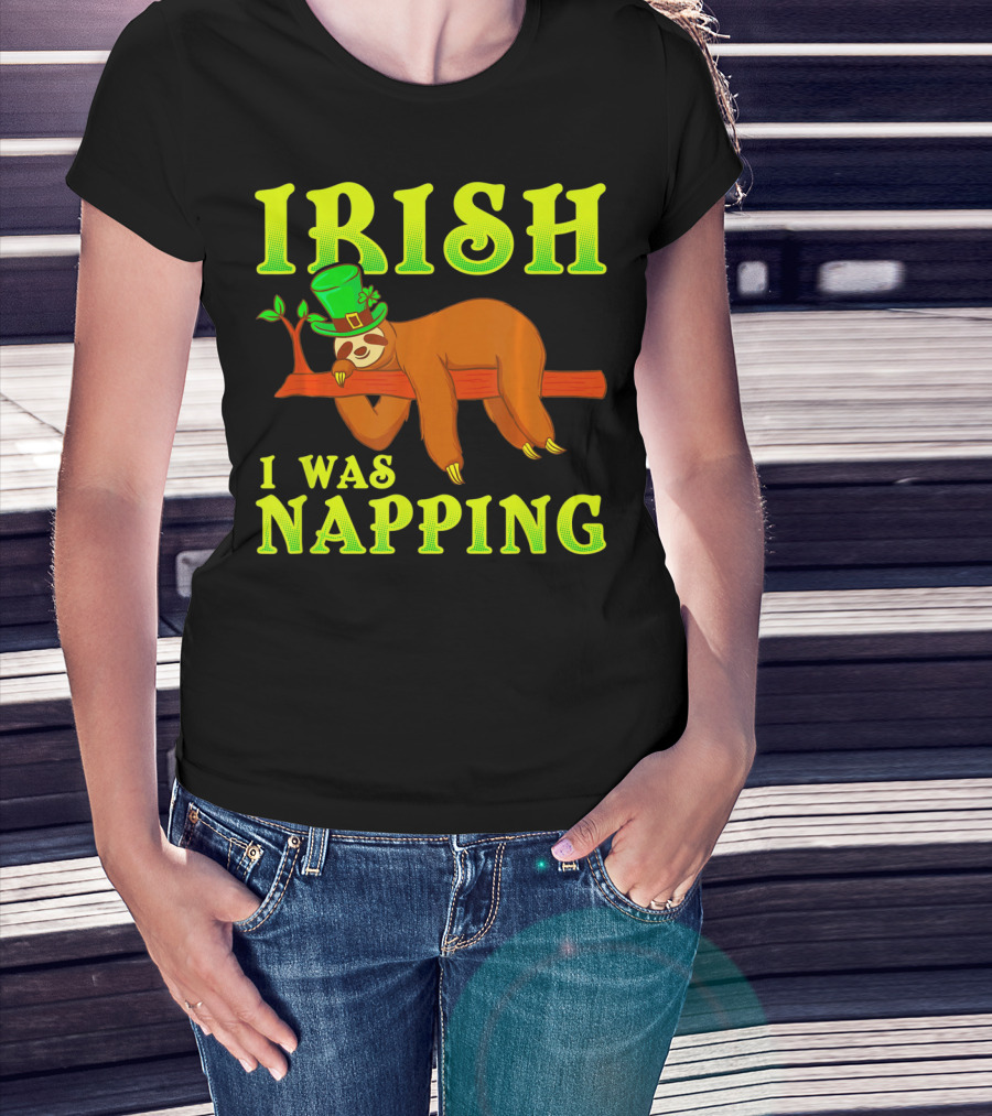 Irish I Was Napping Funny St Pats Day Sloth Hat T-Shirt