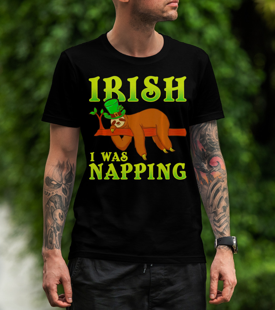 Irish I Was Napping Funny St Pats Day Sloth Hat T-Shirt
