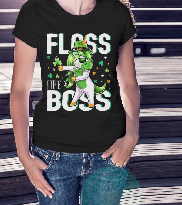 Floss Like A Boss St. Patricks Day Unicorn T-Shirt