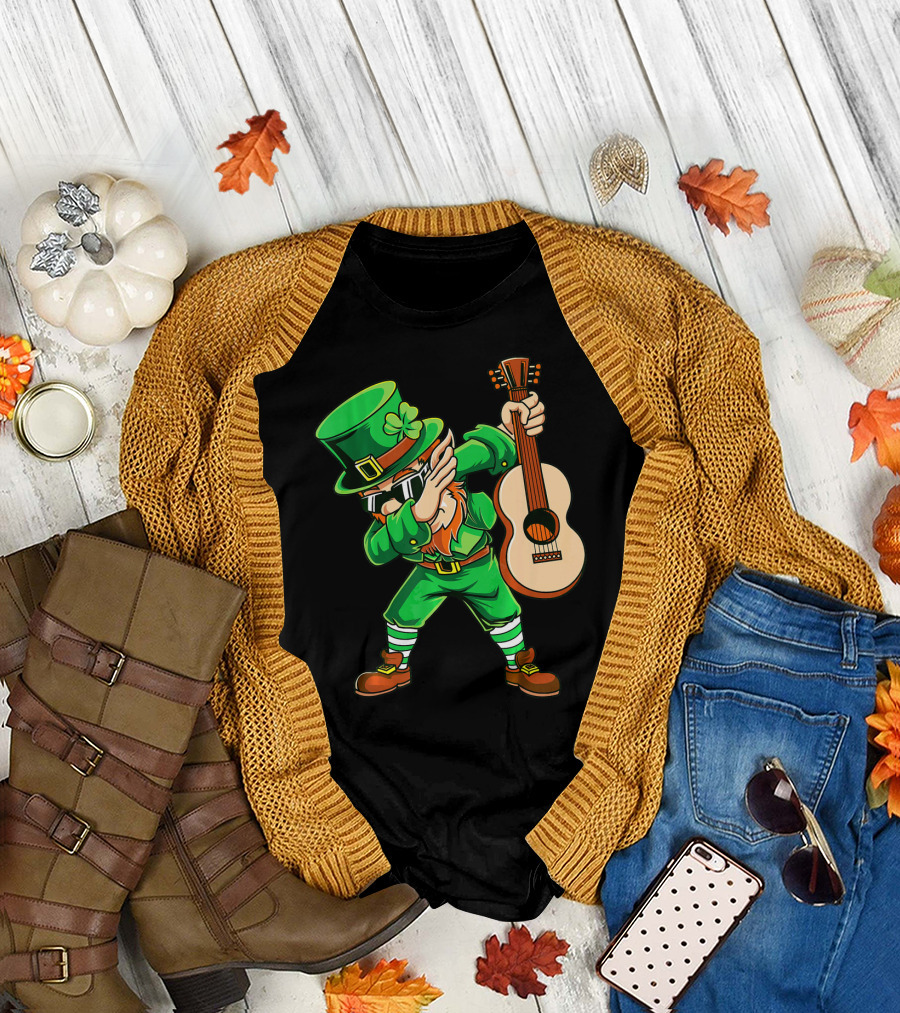 Dabbing Leprechaun with Guitar for St Patrick's Day T-Shirt