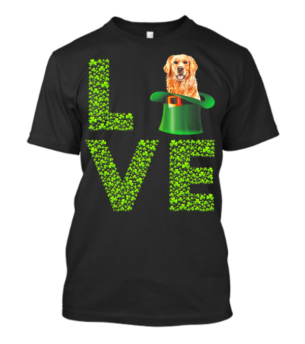 Love Golden Retrievers Dog Leprechaun Hat Shamrocks T-Shirt