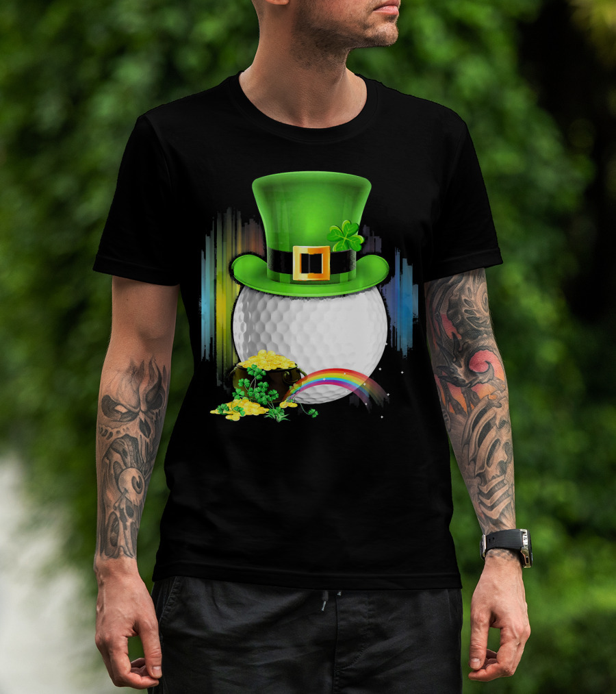 Golf Leprechaun Coin Rainbow Saint Patrick's Day T-Shirt