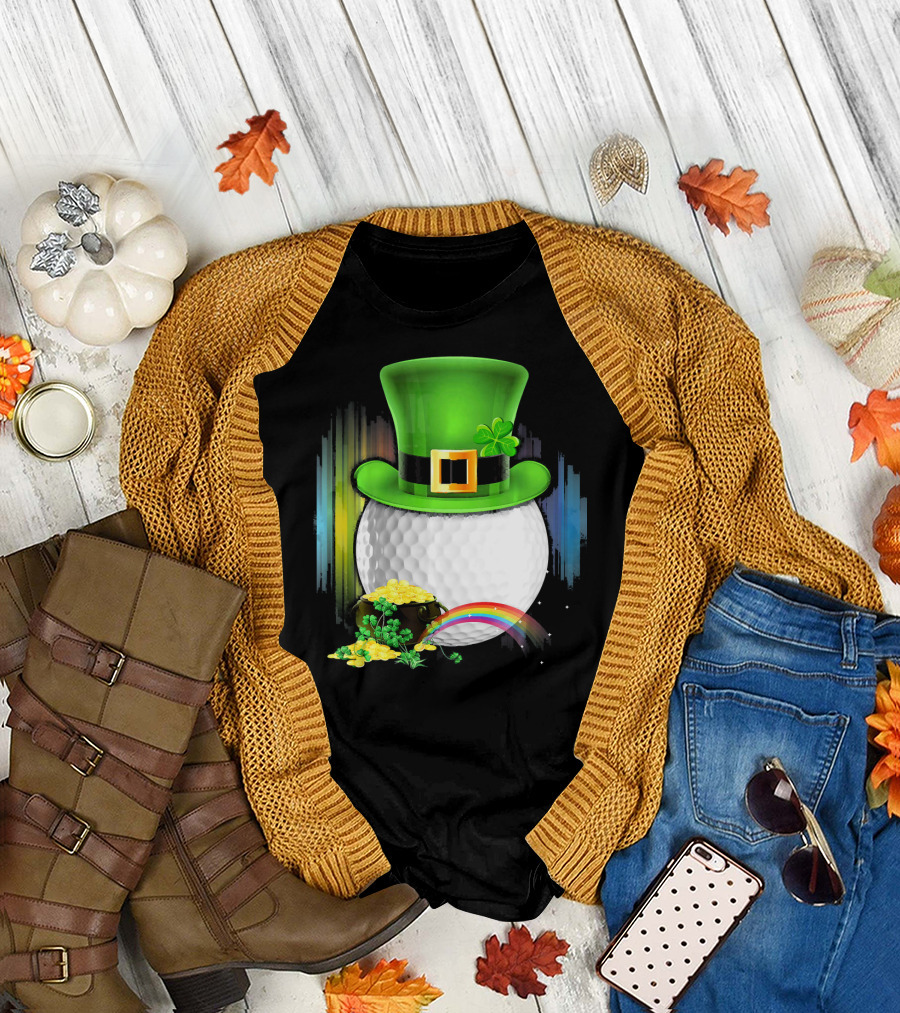 Golf Leprechaun Coin Rainbow Saint Patrick's Day T-Shirt