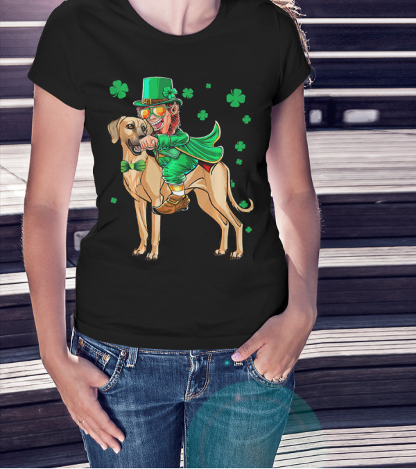 Leprechaun With Sloughi And Shamrock St. Patrick's Day T-Shirt
