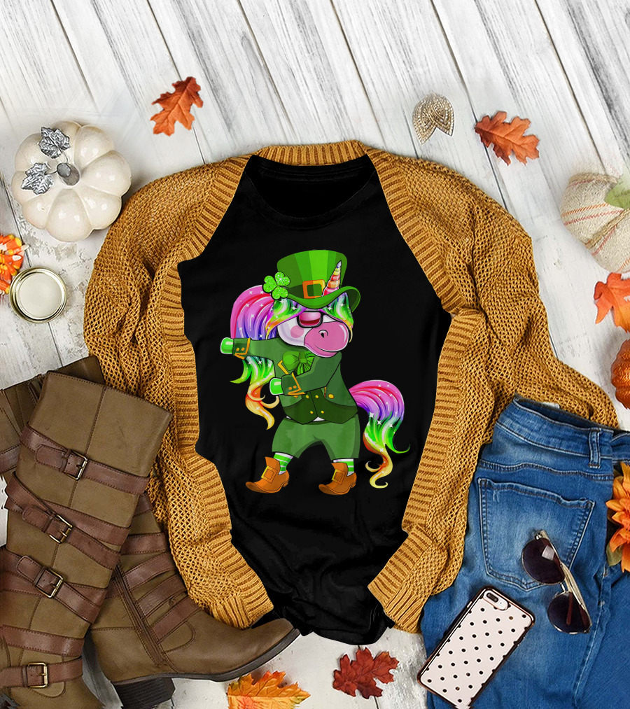 Leprechaun Costume Funny Flossing Unicorn St. Patrick's Day T-Shirt
