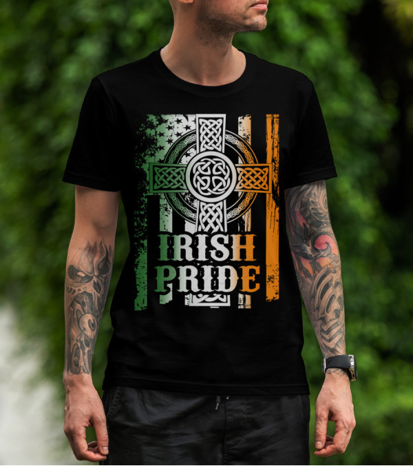 Irish Pride Celtic Cross St Patricks Day Flag Elements T-Shirt