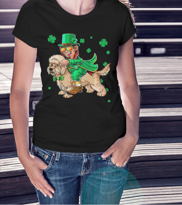Leprechaun Dandi Dinmont Terrier Shamrock St. Patrick's Day T-Shirt